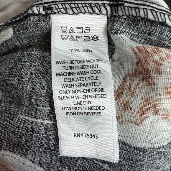 Nicole Miller New York Linen Shell Print Wide Leg Pants | Coastal Resort | M - Picture 5 of 10